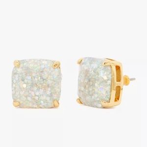 ♠️ Kate Spade NWT Opal Glitter Small Square Studs w Dust Bag & Box